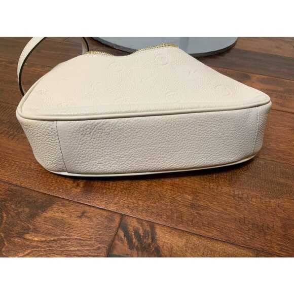 Michael Kors Cora Light Cream Zip Pouchette Leather Crossbody - Picture 9 of 10